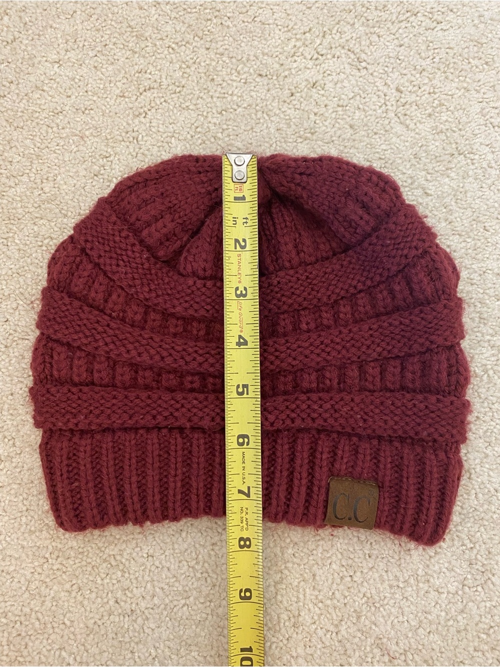C.C Knit Beanie in Burgundy/Wine Size OS - Picture 4 of 5